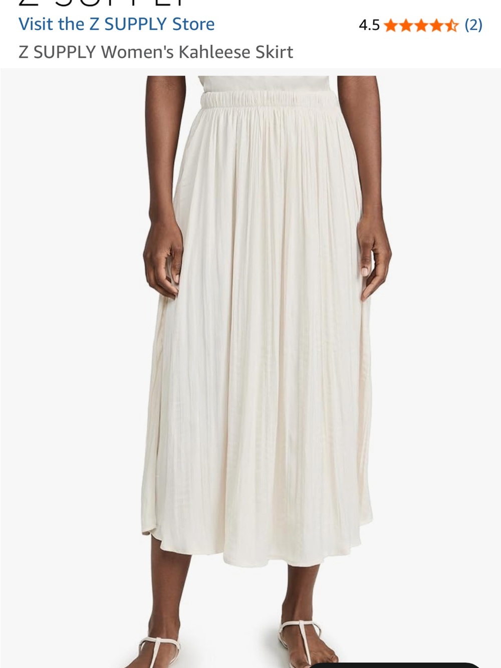 Z Supply Women's Kahleese Skirt Cream Midi Pleated Maxi Skirt